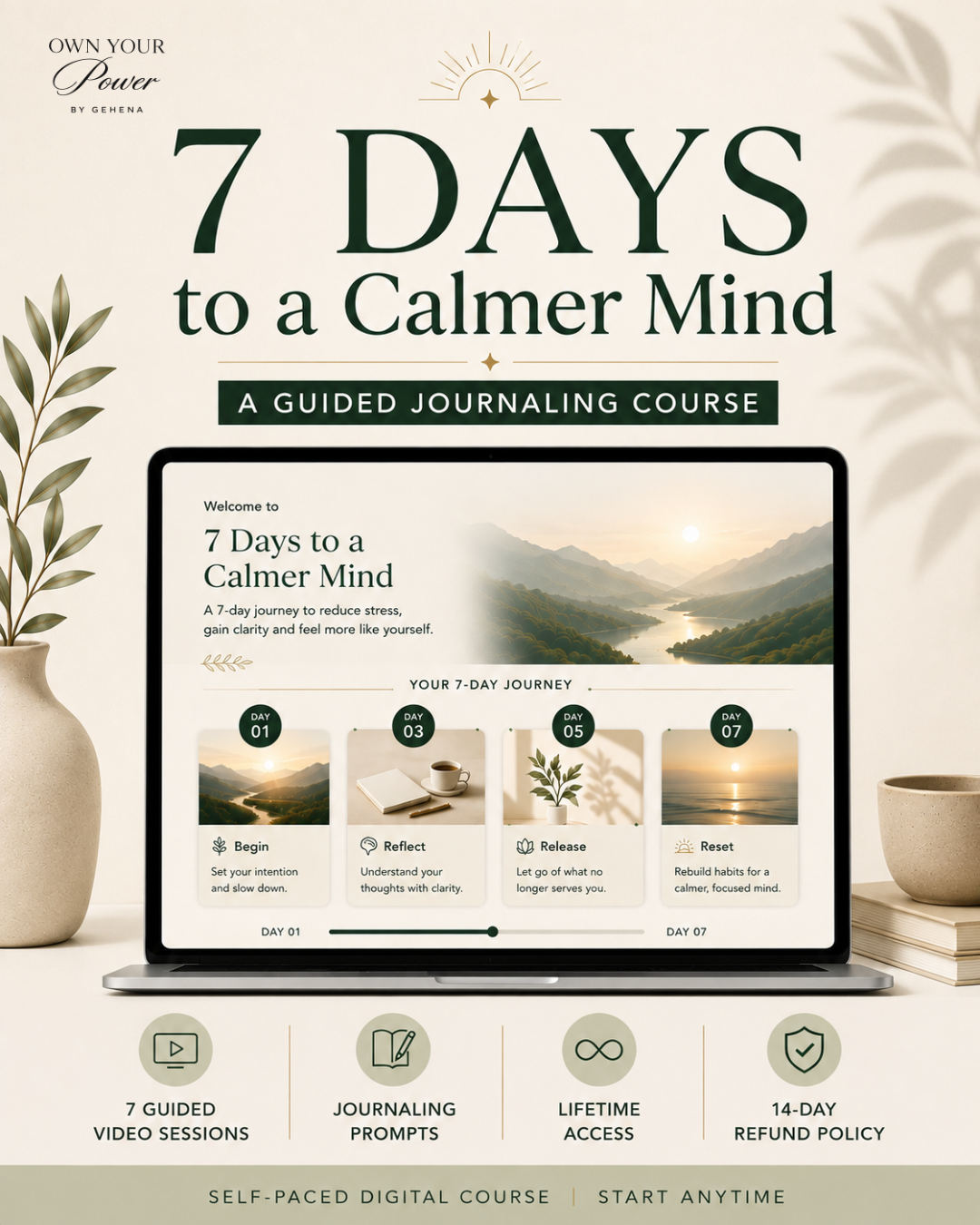 7 Days to a Calmer Mind | Journaling Course